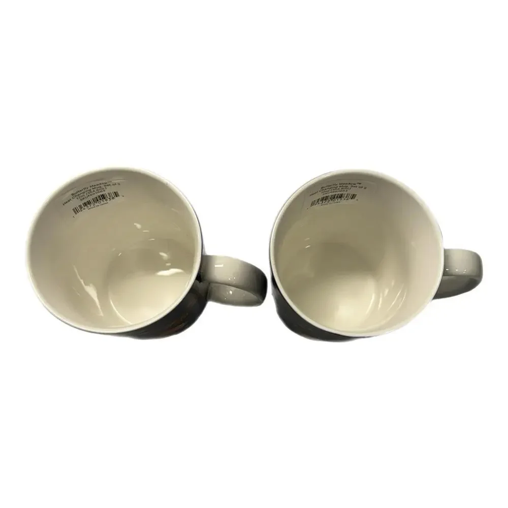 NEW Set of 2 Lenox Butterfly Meadow Heat-Changing Ceramic Mugs